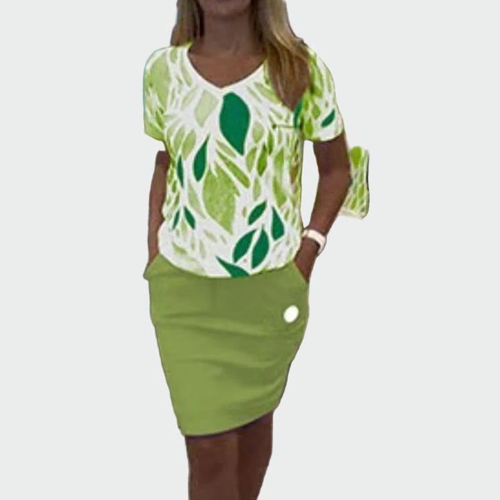 Set Top s Uzorkom i Elegantnom Suknjom