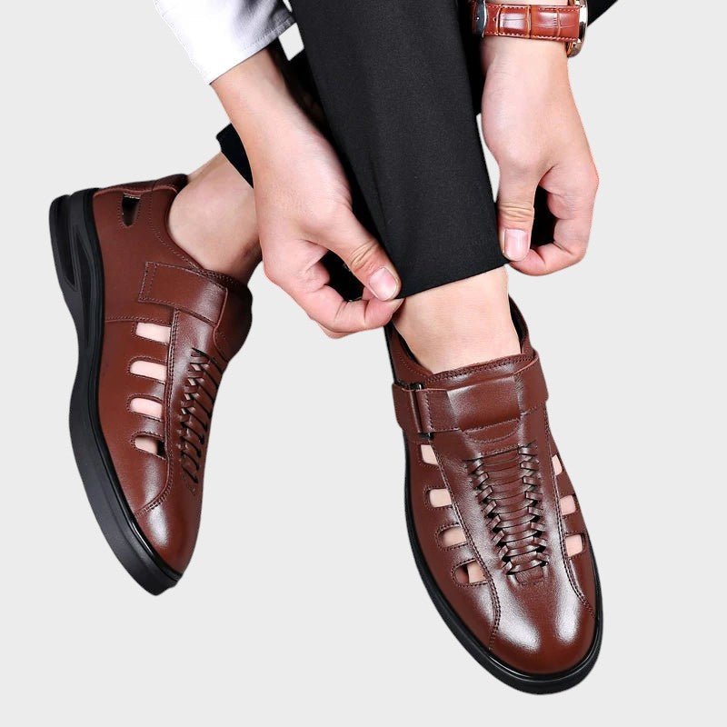 Steffen - Brune športne sandale od prave kože